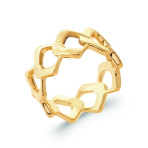 18K Gold Plated Ring Ring - Intertwined Openwork Diamond Pattern