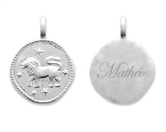 ZODIAC pendant in 925/000 Rhodium-plated Silver - Engraving on the back included Active