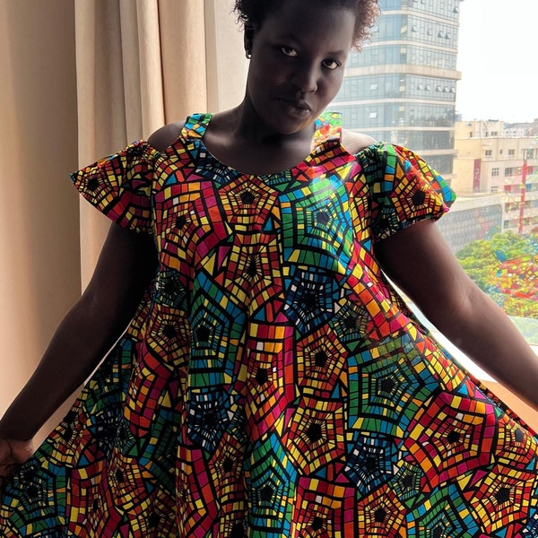 African Beautiful Kitenge Multi Color  Ankara Dress or Top  One size fits all
