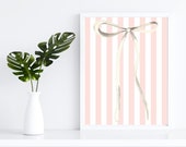 Girly Cottagecore pink bow digital wall art, coquette bedroom decor