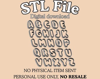 2インチの大きなバブルアルファベットSTLファイル（26文字）