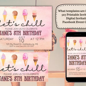 Let's Chill Digital Invitation Template Event Bundle, Digital Invitation na każdą okazję, Canva Invitation Template, Let's Chill Themed Party