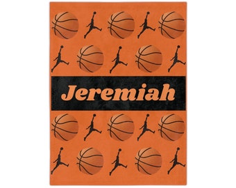 Manta polar Minky de baloncesto personalizada, manta con nombre personalizado