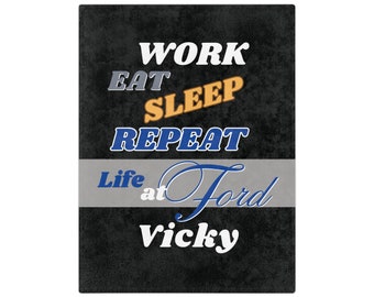 Manta Minky personalizada "Vida en Ford", regalo personalizado para trabajadores del sector automotriz