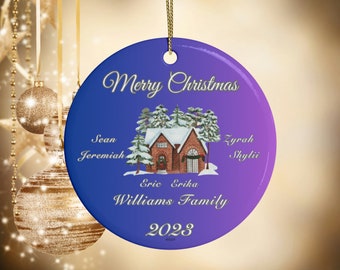 Adorno navideño personalizado de familia de seis personas, recuerdo personalizado