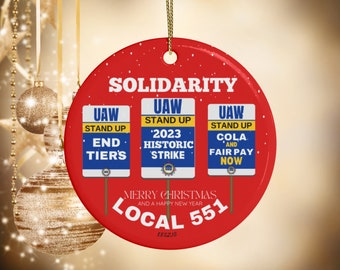 Adorno de solidaridad con la huelga de la UAW de 2023, número local personalizable