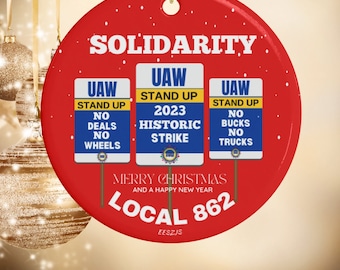 Adorno de solidaridad por la huelga de la UAW 2023, regalo para miembros del sindicato, número local personalizado