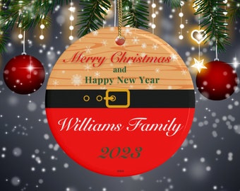 Personalice los adornos del árbol de Navidad con el APELLIDO de la familia Santa, regalo personalizado, linda decoración memorable para mamá, niños, abuelos, esposa. Días cálidos.