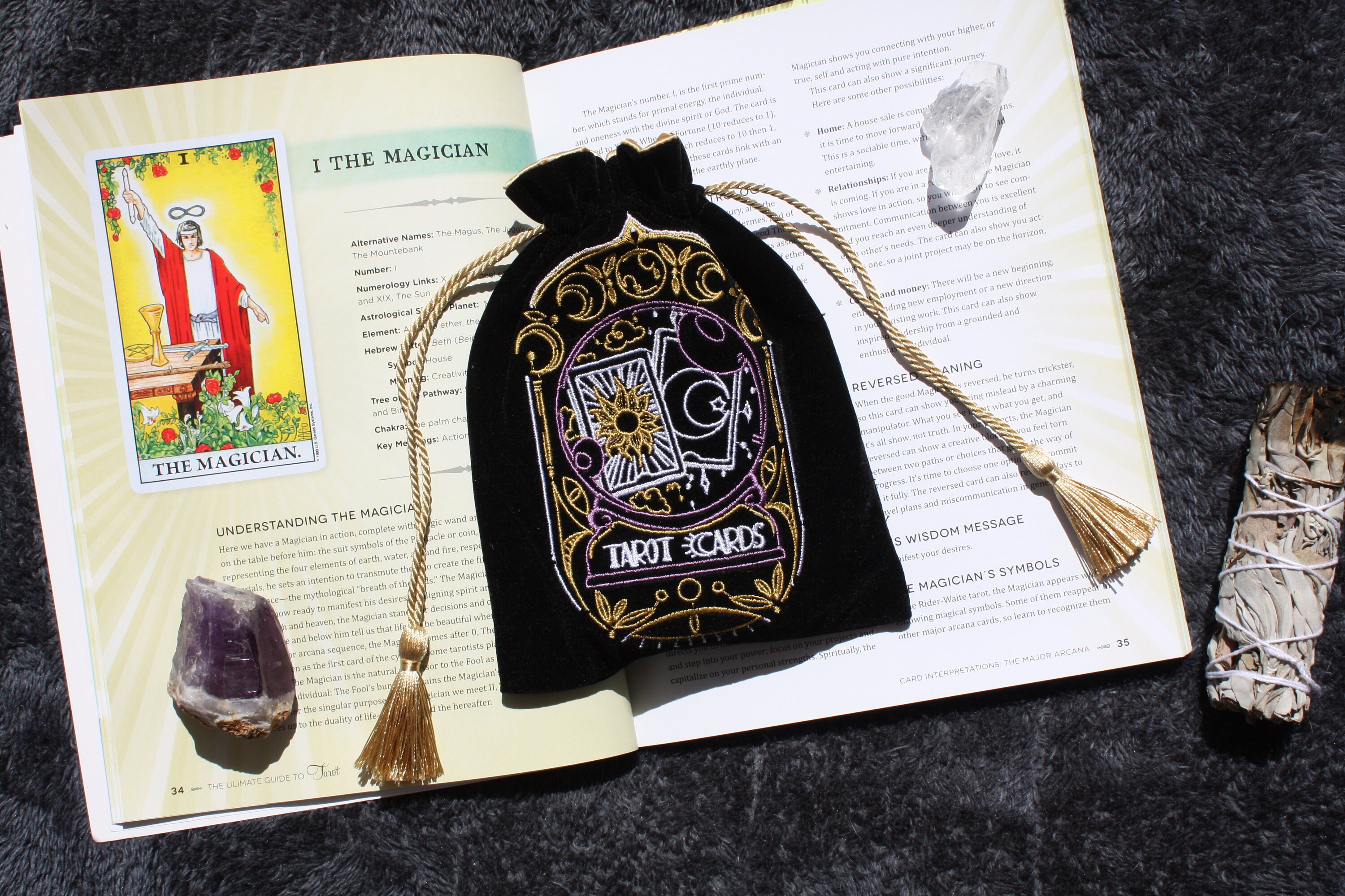 Velvet Embroidered Tarot Card Bag - Etsy