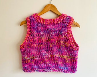 Modèle de tricot facile - Monster Vest - Scrap Yarn - Super Chunky - Téléchargement PDF