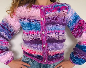 Karma Cardigan Knitting Pattern - Balloon Sleeve chunky Cardigan