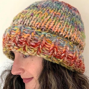 Beginner Beanie Knitting Pattern | Easy Knit Hat PDF | Simple Unisex Scrap Yarn Beanie