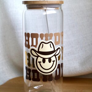 Cowgirl “Howdy” Glass Cup | Neutral cowgirl/cowboy glass | Howdy