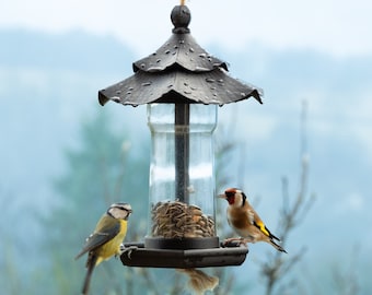 mangeoire à oiseaux design "Pagode" (noir)