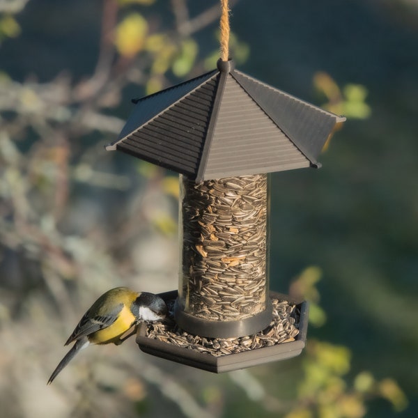 mangeoire à oiseaux design "kiosque" (noir)