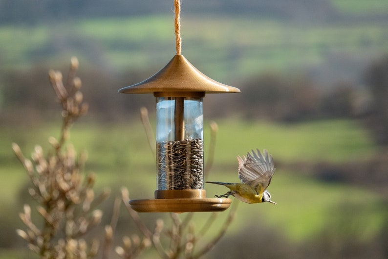 decorative bird feeder gold image 6