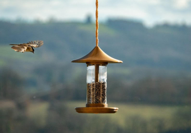 decorative bird feeder gold image 5