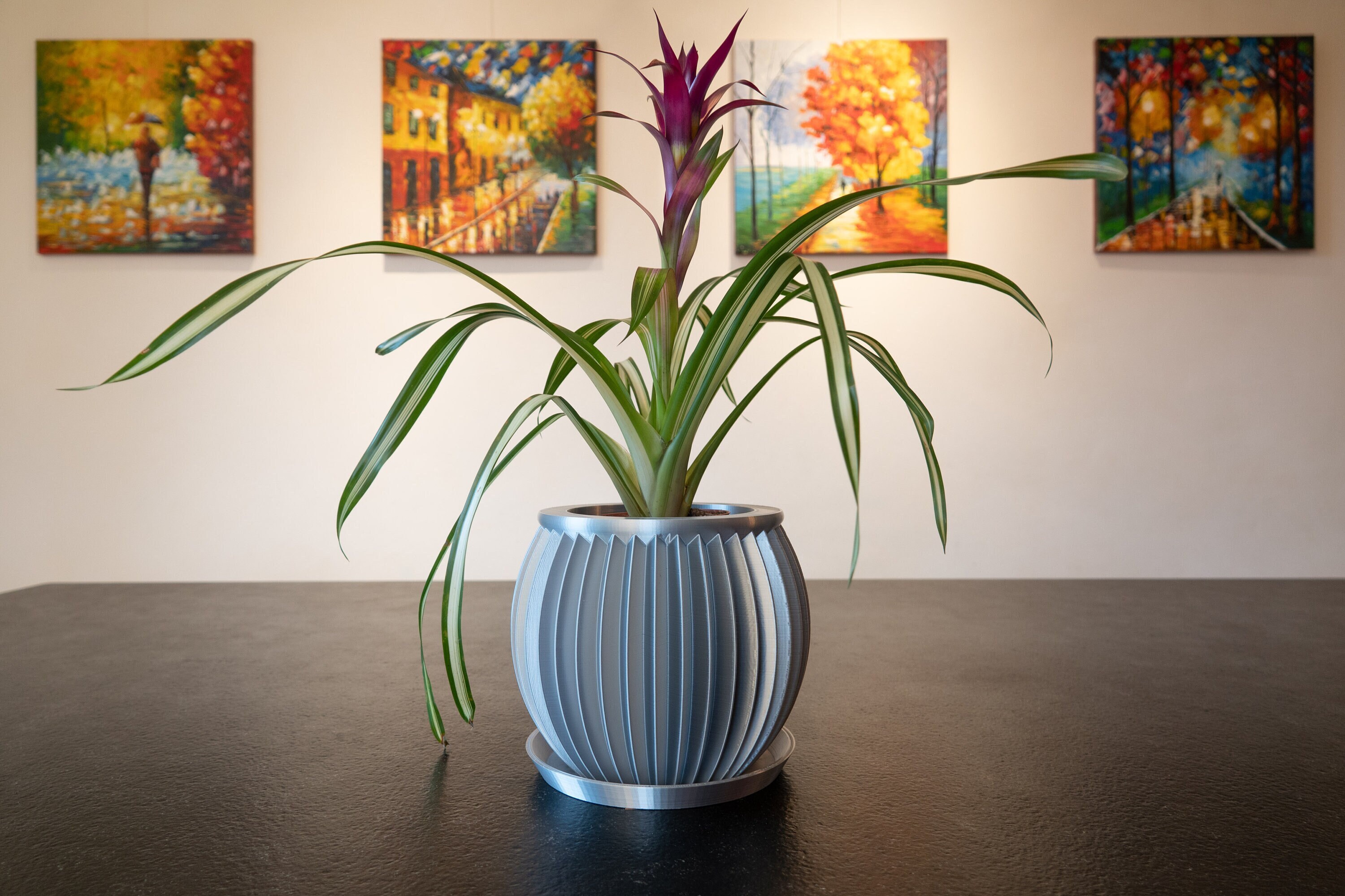 Grand Pot de Fleur Design Cactus | Argent