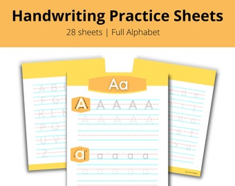 Alphabet Tracing Worksheet | ABC Letter Tracing Digital Download| Printable Handwriting Practice Sheets | Uppercase and Lowercase Letters
