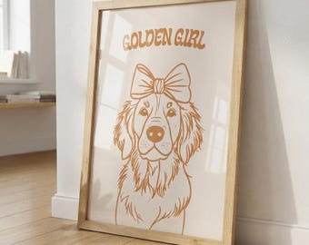 Golden Retriever Dog Print: "Golden Girl" Wall Art (Digital Download)