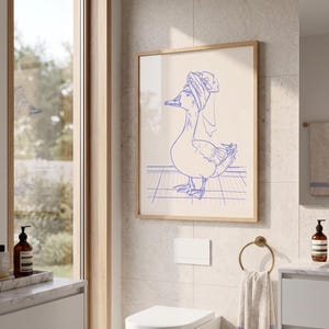 Goose in Towel Print: Quirky Bathroom Animal Illustration (Digital Download) image 6
