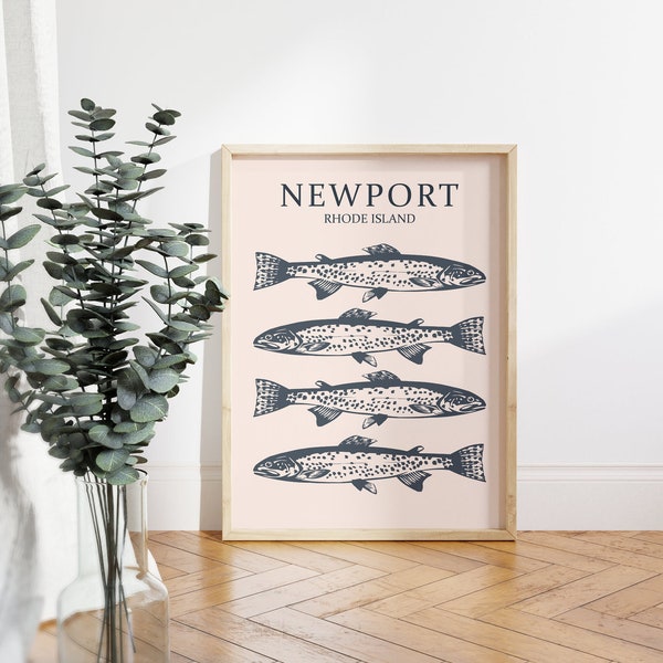 Newport Rhode Island Digital Download Print | Printable | Fish, Travel, New England, Wall Art, Poster, Coastal, Seafood, Kitchen, Aesthetic