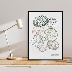 Vintage Reisestempel Digitaler Download Druck | Druckbare | Italien, Rom, NYC, Europa, Reisen, Souvenir, Wandkunst, Poster, mehrere Größen