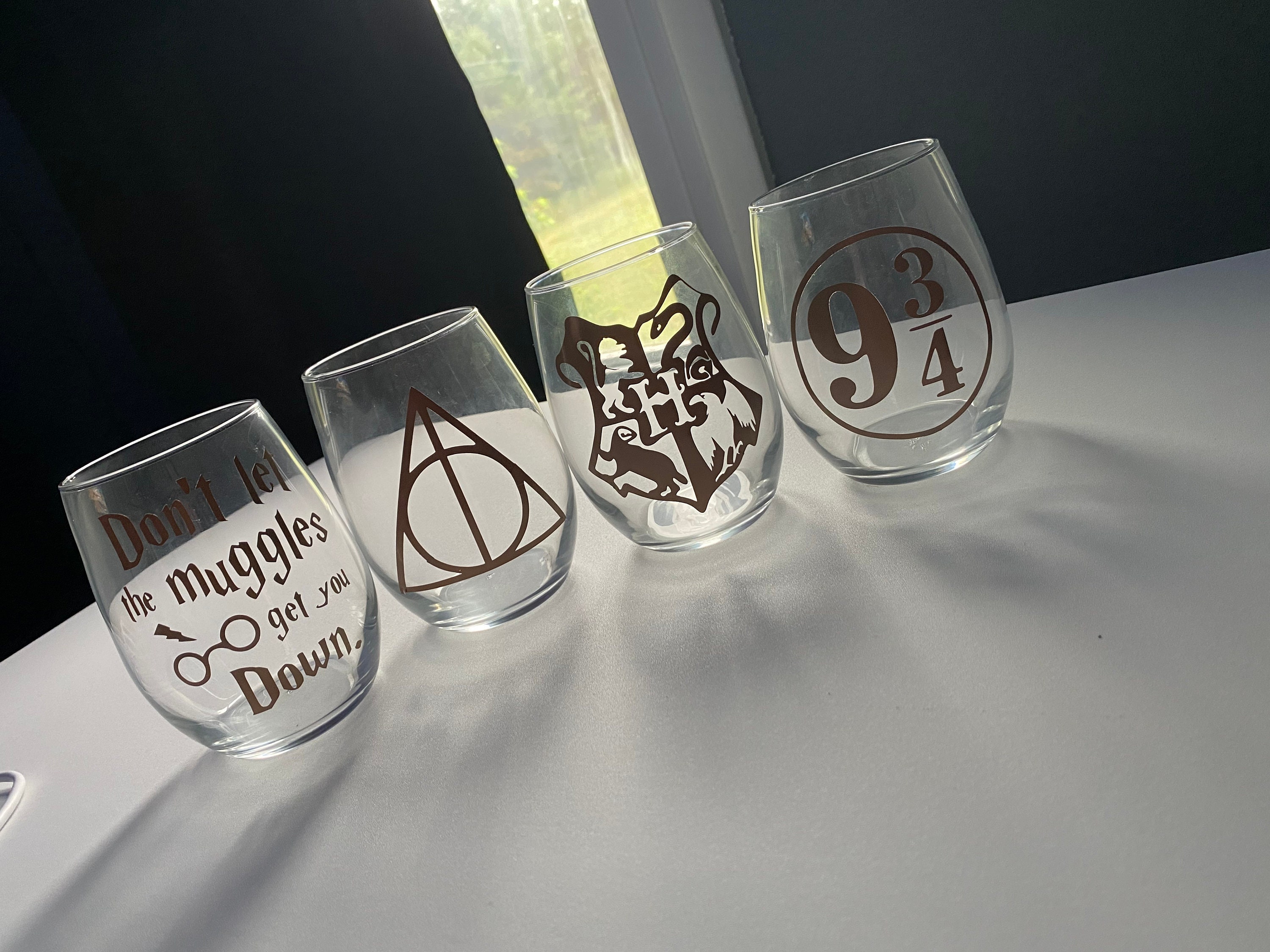 Harry Potter Stemless Wine glasses Etsy