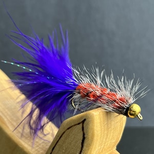 Bead Head Woolly Bugger Streamer – Red/Blue | Hook Size 6 | Hand-Tied Fly for Trout, Bass, Steelhead & Salmon