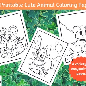 10 Cute Animal Coloring Pages For Kids Printable Volume 1, Animal Colouring Page, Instant Digital Download image 3