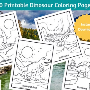 10 Awesome Dinosaur Coloring Pages for Kids Printable Volume - Etsy India