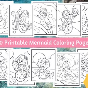 10 Beautiful Mermaid Coloring Pages For Kids (Volume 1) - Mermaid Colouring Pages Printable PDF, Instant Digital Download!