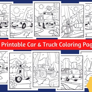 10 Awesome Car and Truck Coloring Pages For Kids - Volume 1, Car & Truck Colouring Pages Printable, Instant Digital Download!