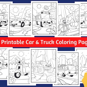 10 Awesome Car and Truck Coloring Pages For Kids - Volume 1, Car & Truck Colouring Pages Printable, Instant Digital Download!