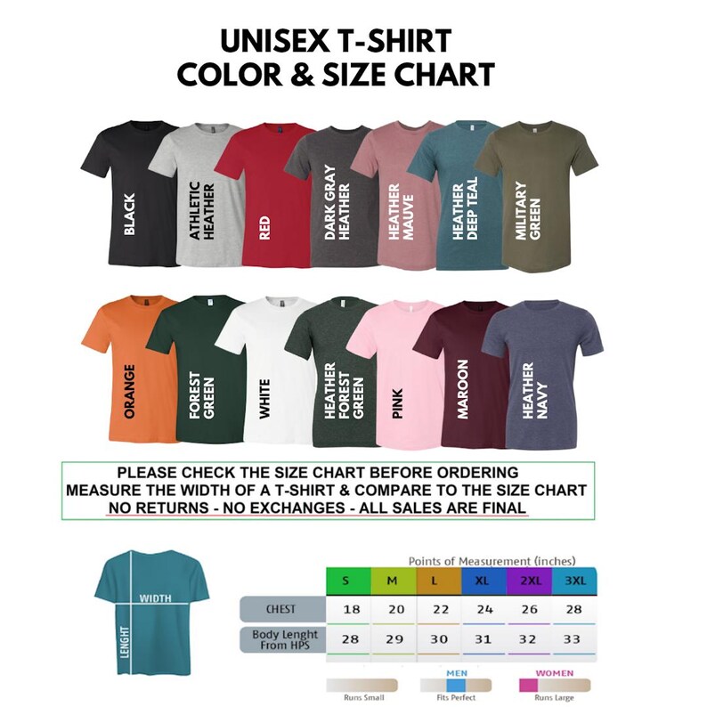 a t - shirt with different colors and sizes