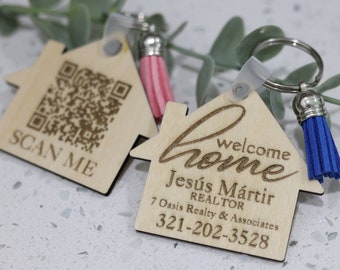 Customized Realtor Keychain, Engraved House Keychain, Home Sweet Home, Realtor Closing Gift, New Homeowner Keychain, Real Estate Agent Gift