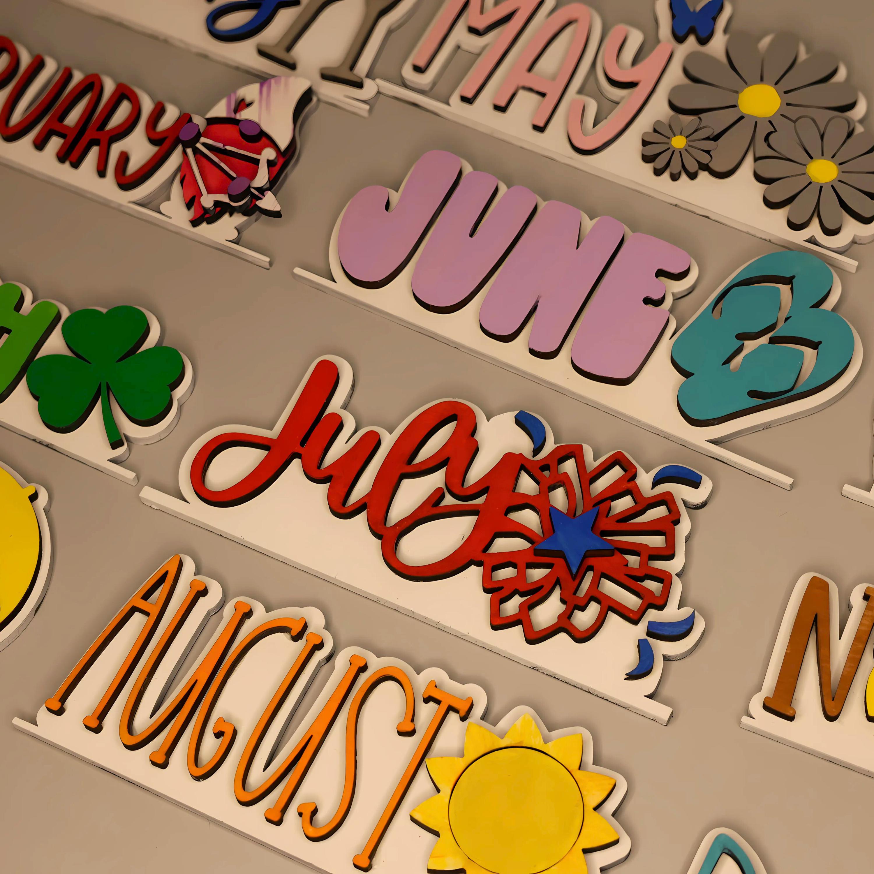 Seasonal Calendar With 12 Interchangeable Month, Sign, Office, Home ...
