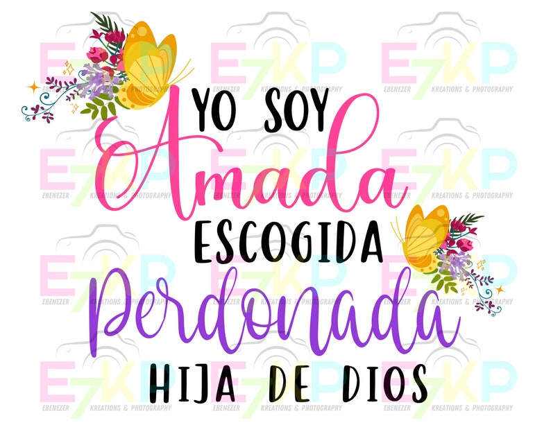 Yo soy amada, escogida, perdonada por Dios PNG Sublimation Cricut Jesus Cristiana image 1