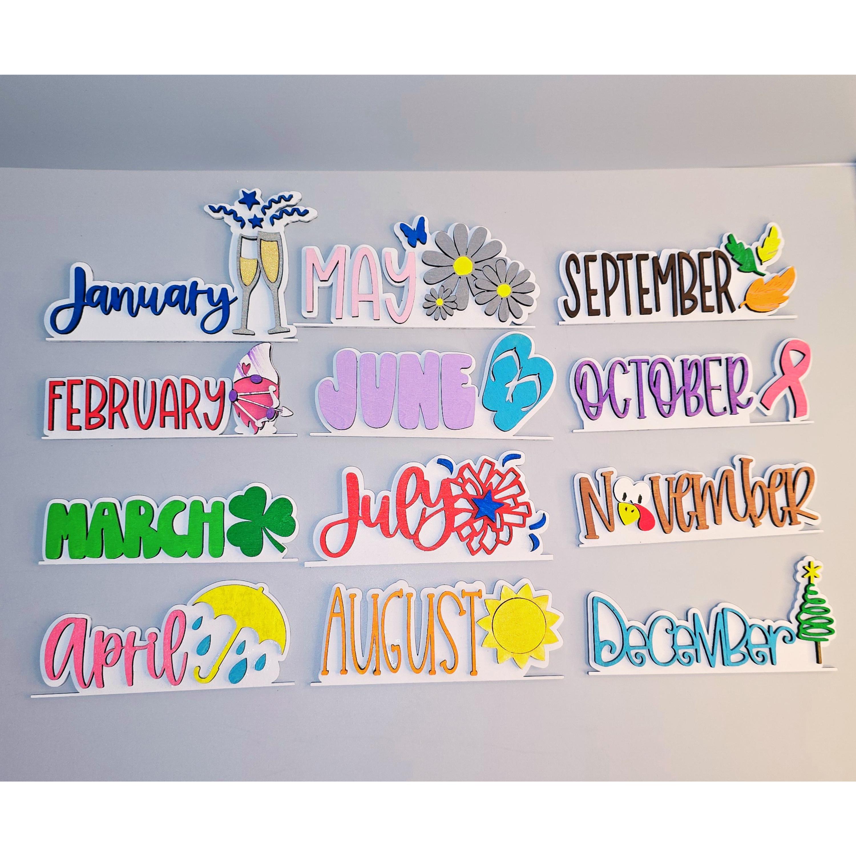 Seasonal Calendar With 12 Interchangeable Month, Sign, Office, Home ...