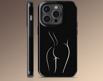Naked Woman Body Phone Case One Line Art Booty Cover for iPhone 15, 14, 13 Pro Max, Google Pixel 8, 7A, 6, Samsung Galaxy S24, S23, S22, A54