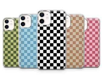 Checkered Phone Case, Retro Print, Check Pattern Cover for iPhone 15 Pro Max, 14 Plus, 13, 12, 11, XR, XS, Samsung S23, S22, A54, Pixel 8, 7