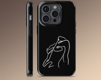 Naked Woman Body Phone Case One Line Art Booty Cover for iPhone 15, 14, 13 Pro Max, Google Pixel 8, 7A, 6, Samsung Galaxy S24, S23, S22, A54