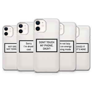 Aesthetic Quote Phone, Transparent Minimalistic Funny Cover iPhone 15 Pro Max, 14 Plus, 13, 12, 11, XR, XS Samsung S23, S22, A54, Pixel 8, 7