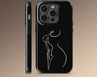 Naked Woman Body Phone Case One Line Art Booty Cover for iPhone 15, 14, 13 Pro Max, Google Pixel 8, 7A, 6, Samsung Galaxy S24, S23, S22, A54