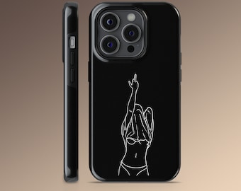 Naked Woman Body Phone Case One Line Art Booty Cover for iPhone 15, 14, 13 Pro Max, Google Pixel 8, 7A, 6, Samsung Galaxy S24, S23, S22, A54