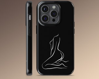 Naked Woman Body Phone Case One Line Art Booty Cover for iPhone 15, 14, 13 Pro Max, Google Pixel 8, 7A, 6, Samsung Galaxy S24, S23, S22, A54