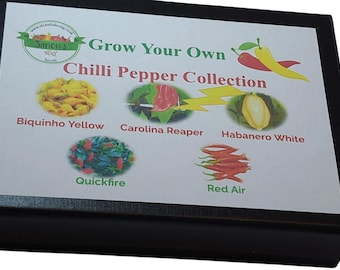 Chili Pepper Seed Collection Box, Five Varieties Of Chilli Peppers to Grow at Home,