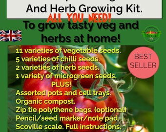 Vegetable Herb Growing Kit, 19 Varieties, Indoor Garden