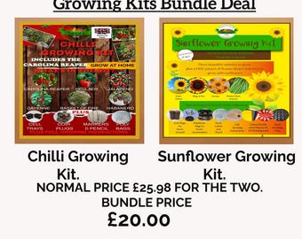 Chilli & Sunflower Growing Kit Bundle, Carolina Reaper, Giant Yellow