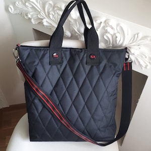Quilted bag, black bag, tote bag, shopping bag, shoulder bag